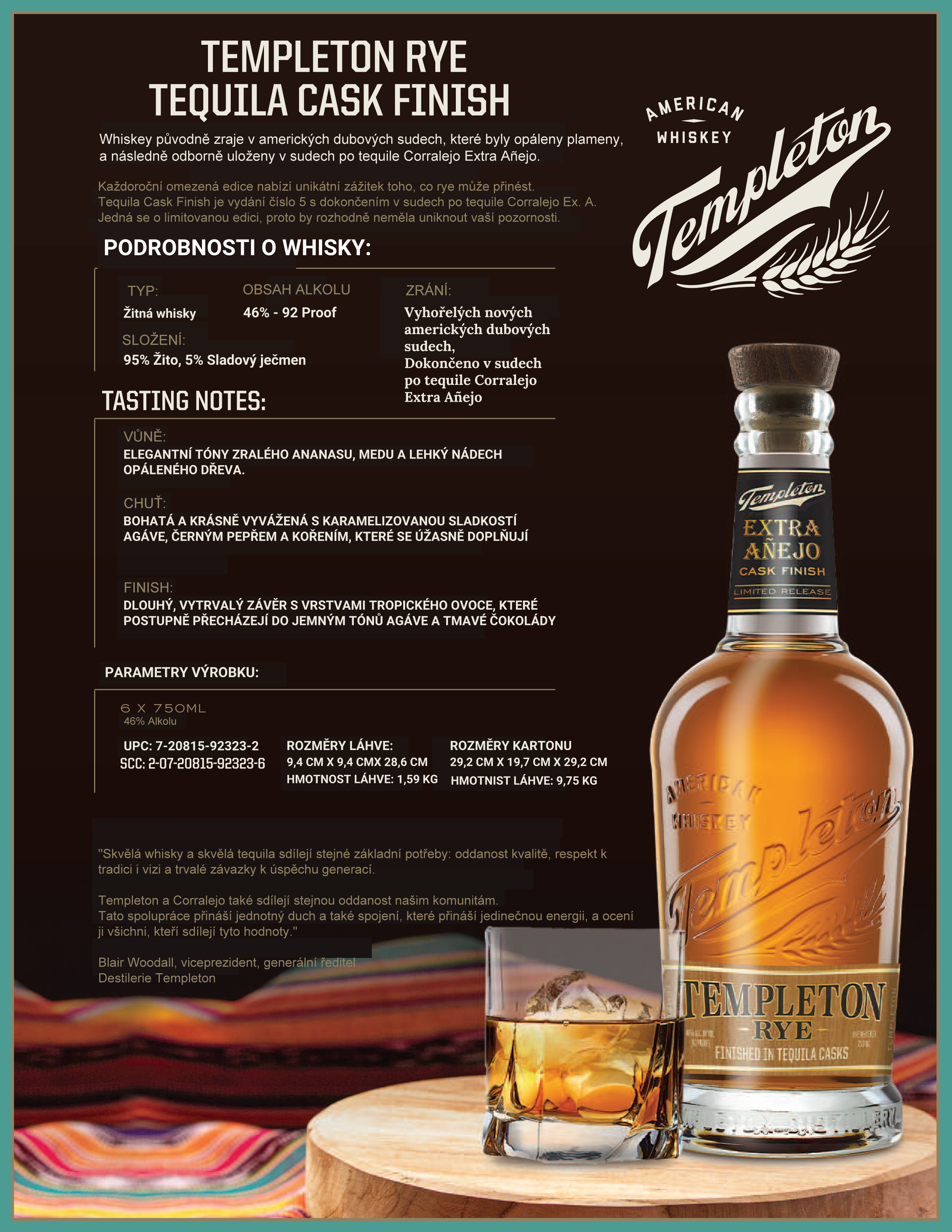 Templeton Tequila Cask Finish Sell Sheet CZ-1